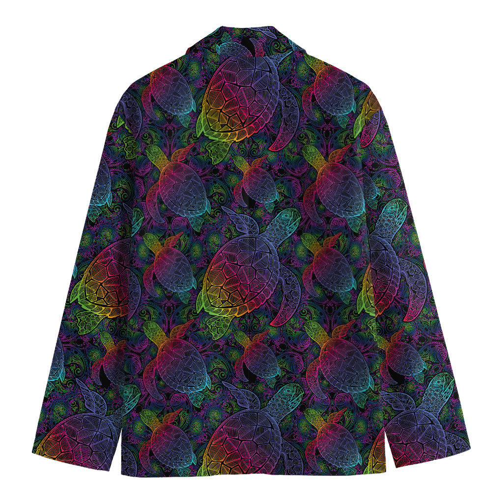 Colorful Sea Turtle Pattern Print Men's Blazer