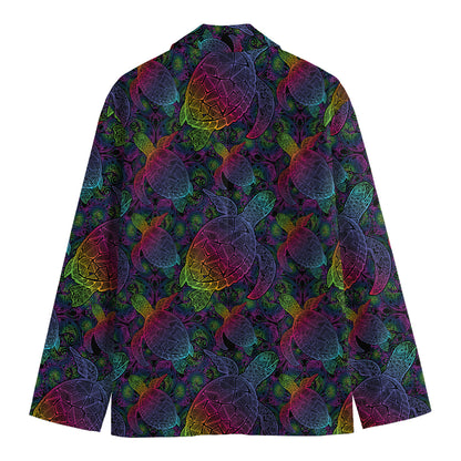 Colorful Sea Turtle Pattern Print Men's Blazer