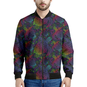 Colorful Sea Turtle Pattern Print Men's Bomber Jacket