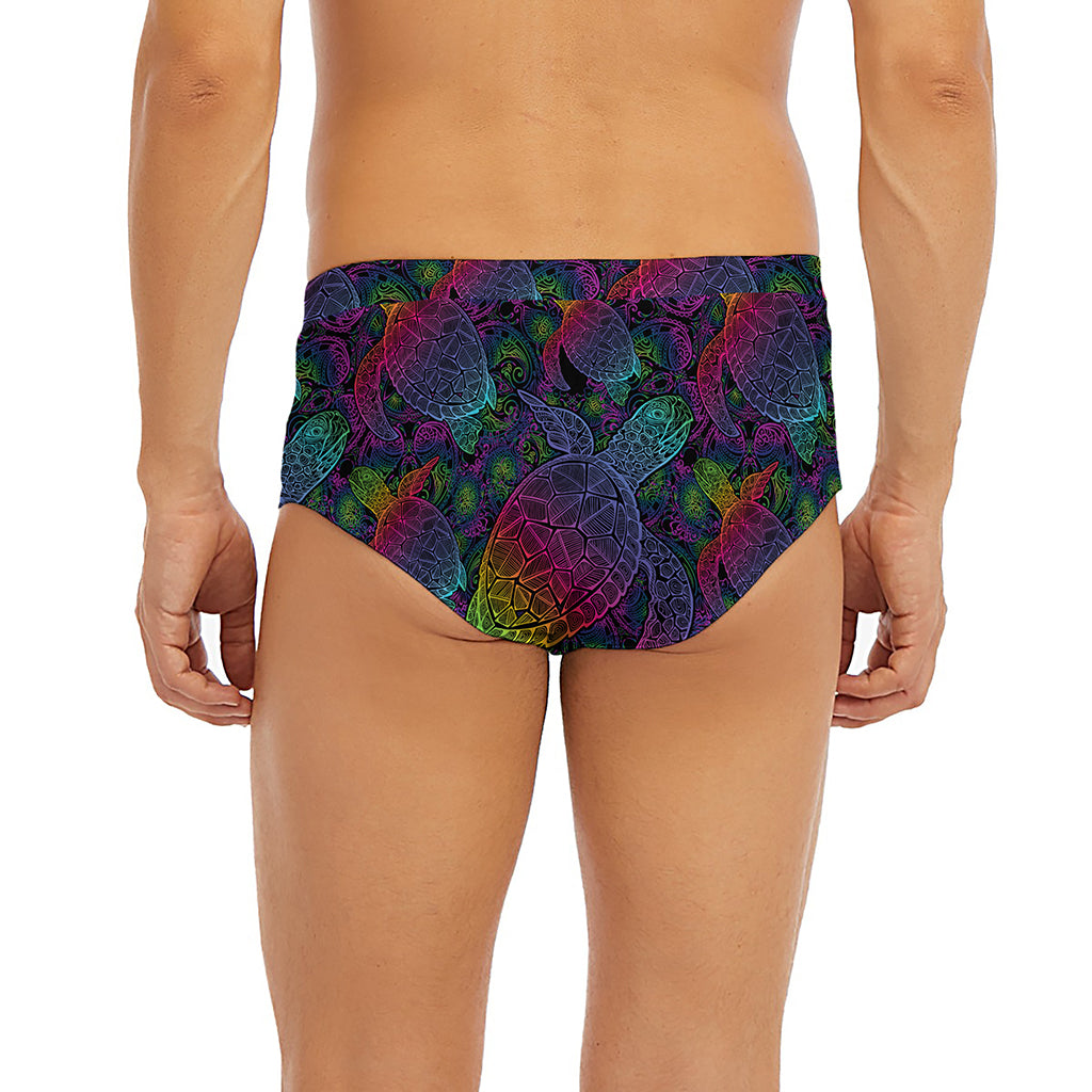 Colorful Sea Turtle Pattern Print Men's Briefs
