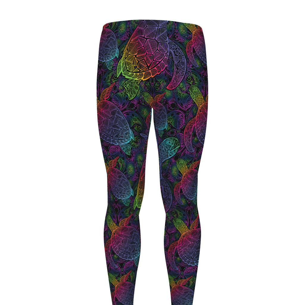 Colorful Sea Turtle Pattern Print Men's leggings