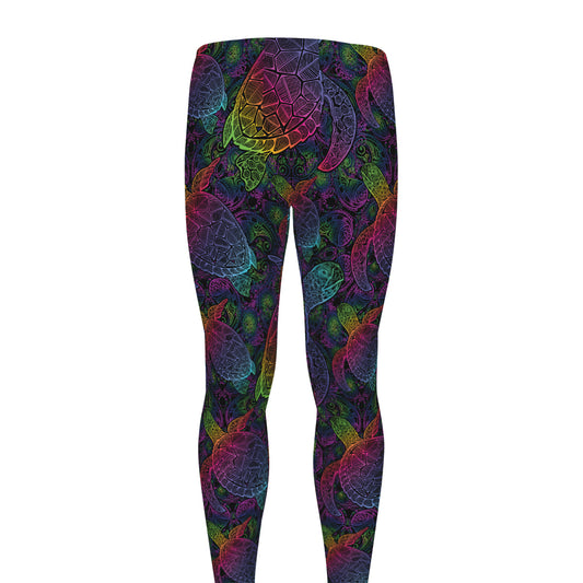 Colorful Sea Turtle Pattern Print Men's leggings