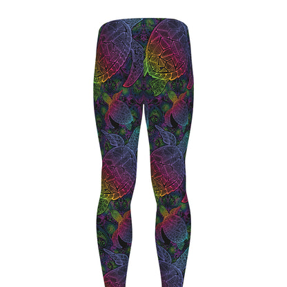 Colorful Sea Turtle Pattern Print Men's leggings