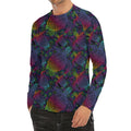 Colorful Sea Turtle Pattern Print Men's Long Sleeve Rash Guard