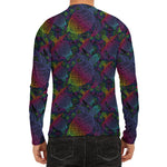 Colorful Sea Turtle Pattern Print Men's Long Sleeve Rash Guard
