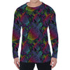 Colorful Sea Turtle Pattern Print Men's Long Sleeve T-Shirt