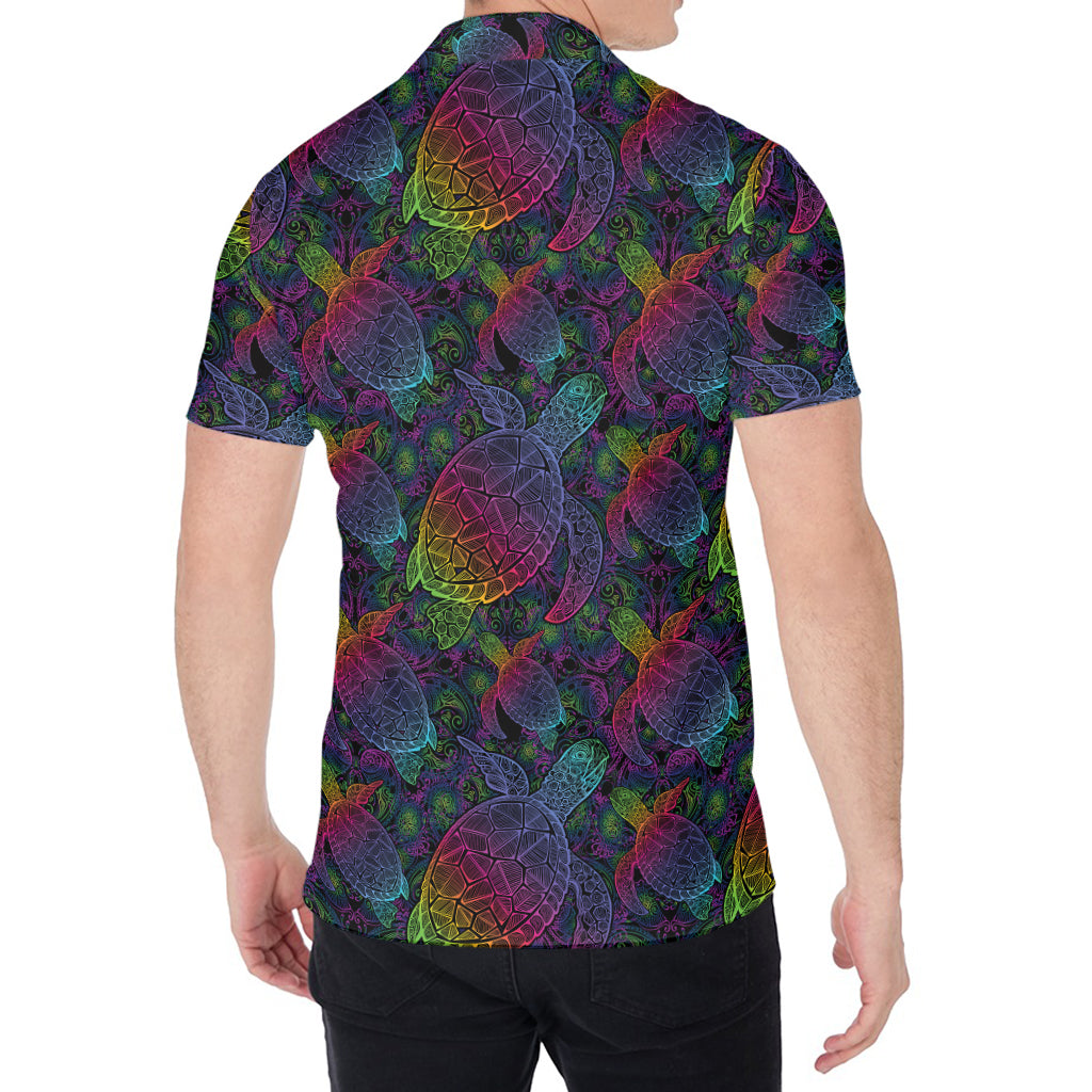 Colorful Sea Turtle Pattern Print Men's Shirt