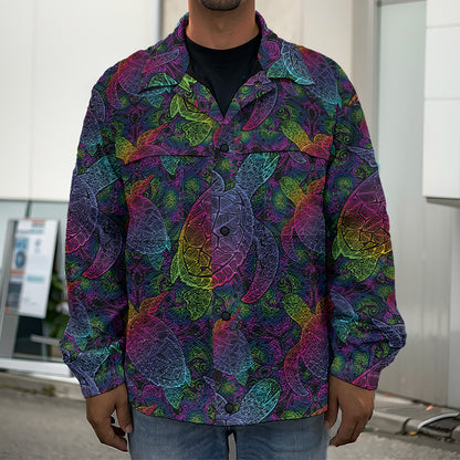 Colorful Sea Turtle Pattern Print Men's Shirt Jacket