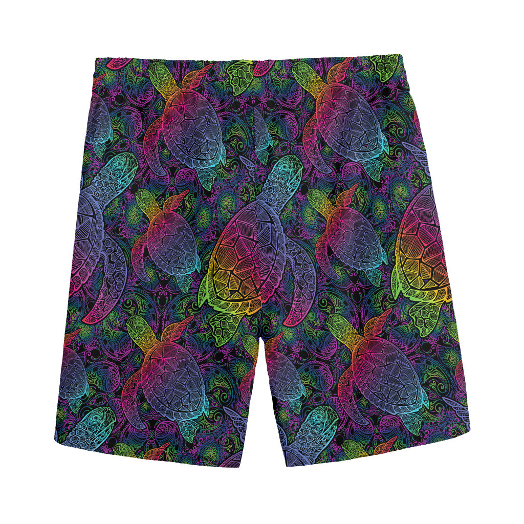 Colorful Sea Turtle Pattern Print Men's Sports Shorts