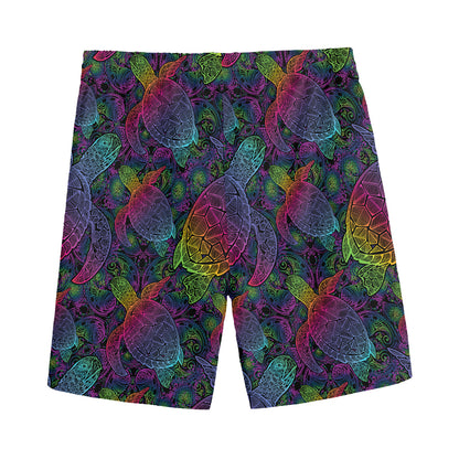 Colorful Sea Turtle Pattern Print Men's Sports Shorts