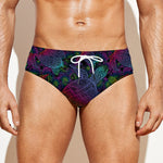 Colorful Sea Turtle Pattern Print Men's Swim Briefs