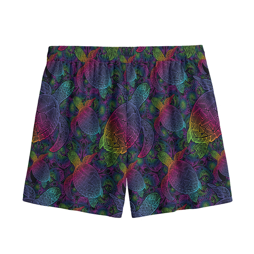 Colorful Sea Turtle Pattern Print Mesh Shorts