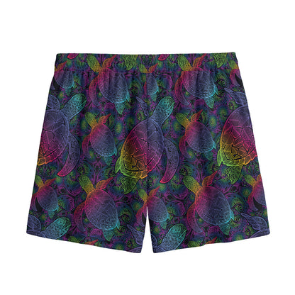 Colorful Sea Turtle Pattern Print Mesh Shorts
