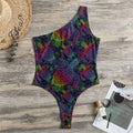 Colorful Sea Turtle Pattern Print One Shoulder Bodysuit