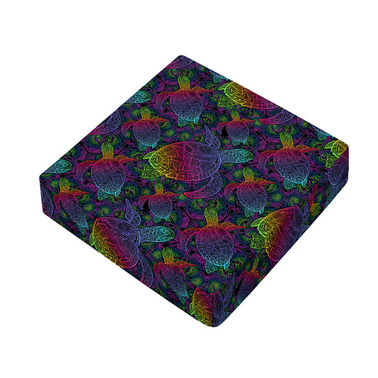 Colorful Sea Turtle Pattern Print Outdoor Seat Cushion Cover