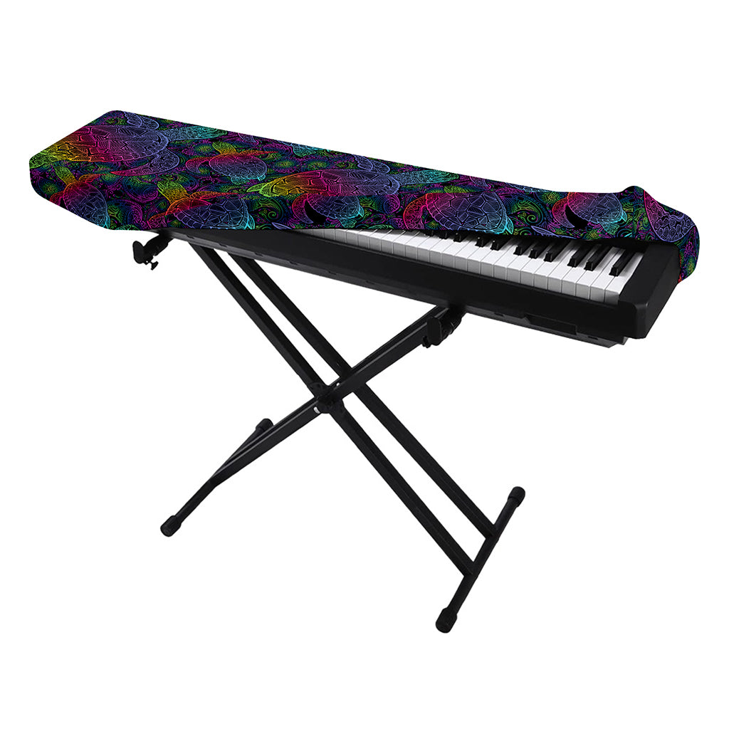 Colorful Sea Turtle Pattern Print Piano Keyboard Cover