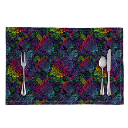 Colorful Sea Turtle Pattern Print Placemat