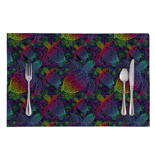 Colorful Sea Turtle Pattern Print Placemat