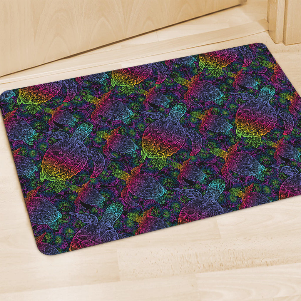 Colorful Sea Turtle Pattern Print Polyester Doormat