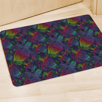 Colorful Sea Turtle Pattern Print Polyester Doormat