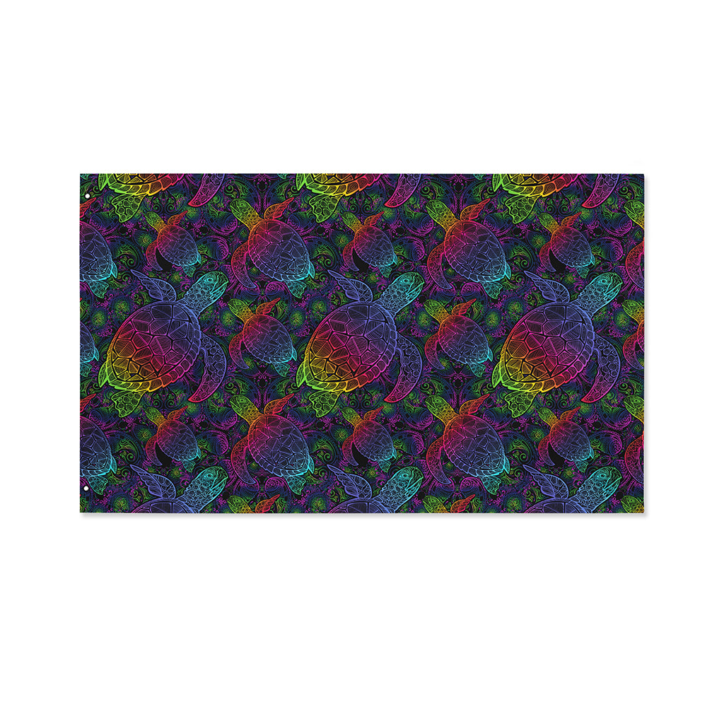 Colorful Sea Turtle Pattern Print Polyester Flag