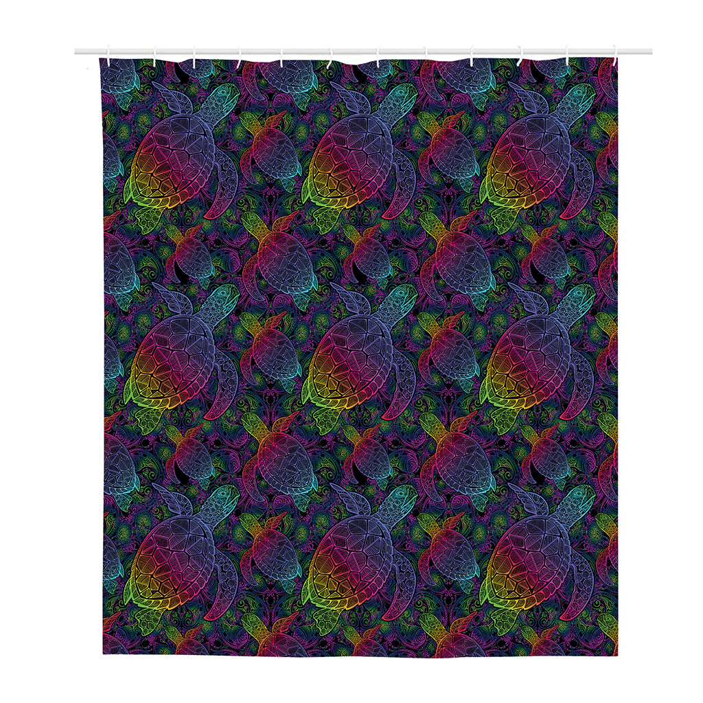 Colorful Sea Turtle Pattern Print Polyester Shower Curtain
