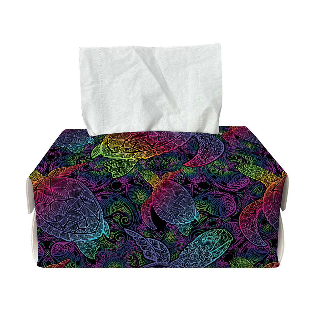 Colorful Sea Turtle Pattern Print Rectangle Tissue Box Cover