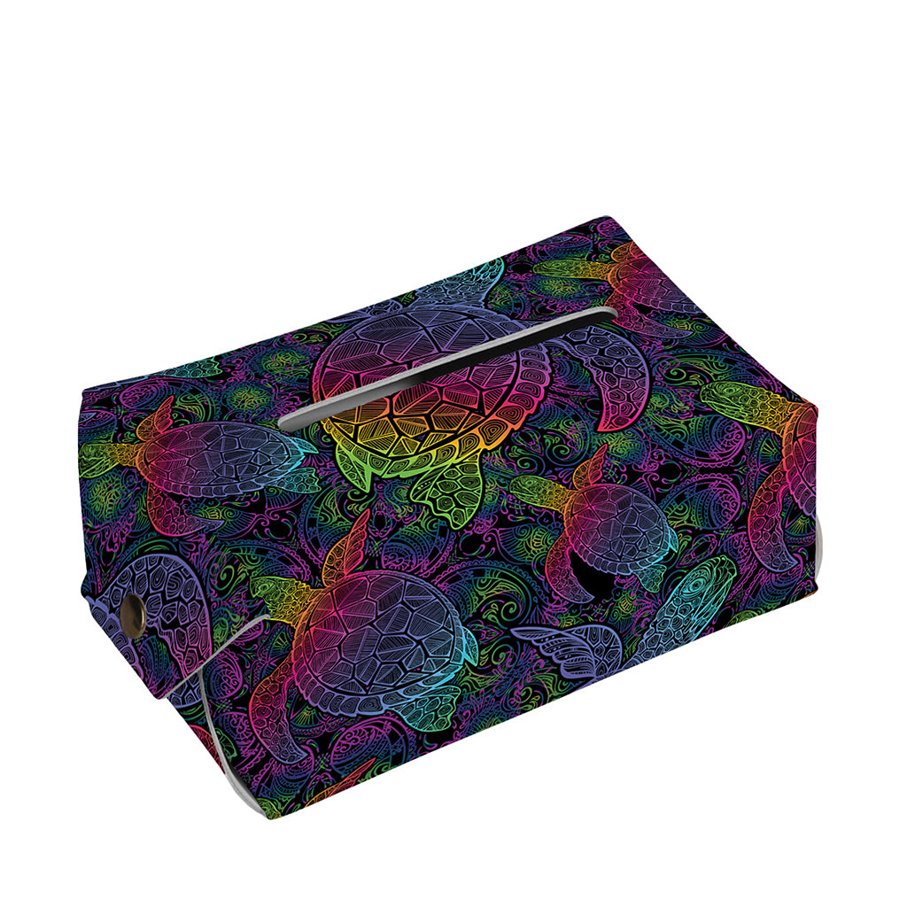 Colorful Sea Turtle Pattern Print Rectangle Tissue Box Cover