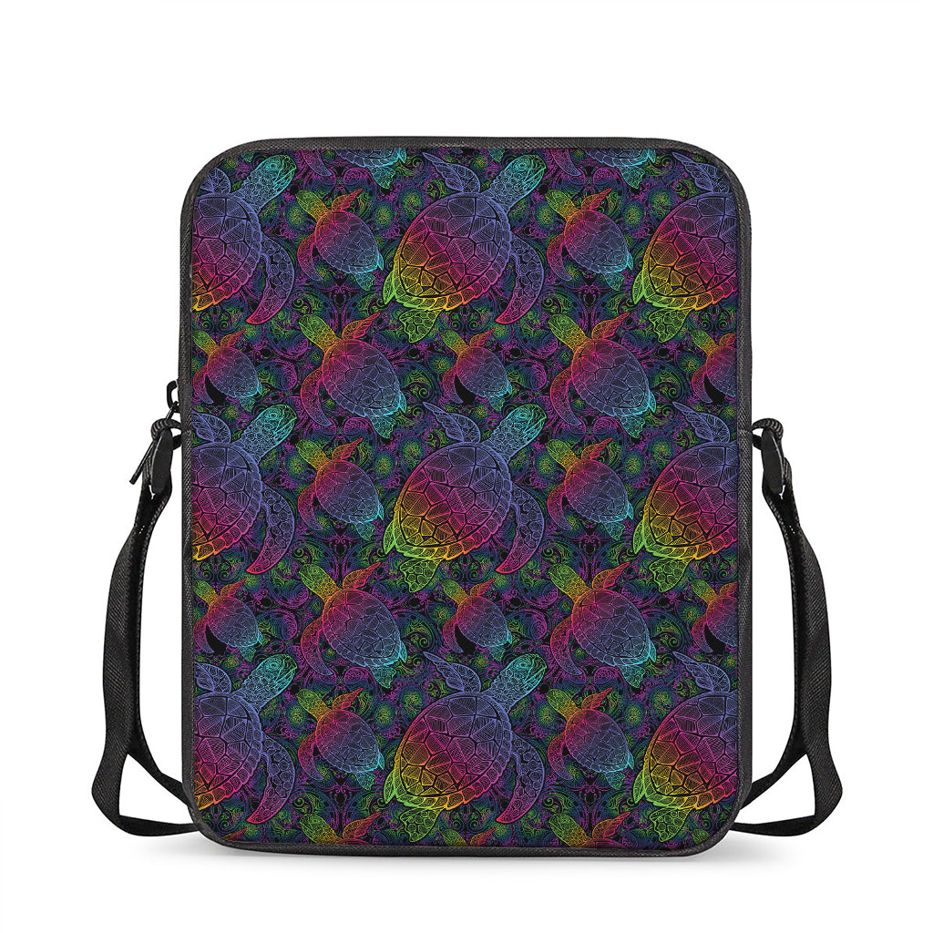 Colorful Sea Turtle Pattern Print Rectangular Crossbody Bag