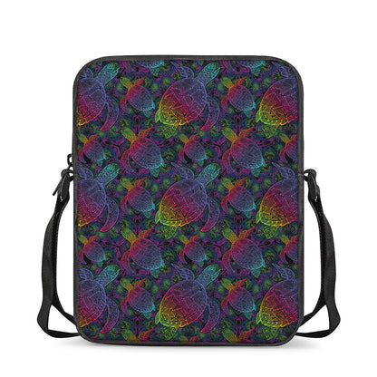 Colorful Sea Turtle Pattern Print Rectangular Crossbody Bag