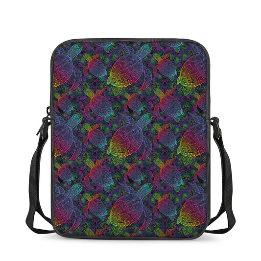 Colorful Sea Turtle Pattern Print Rectangular Crossbody Bag