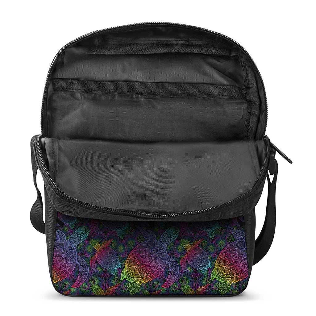 Colorful Sea Turtle Pattern Print Rectangular Crossbody Bag