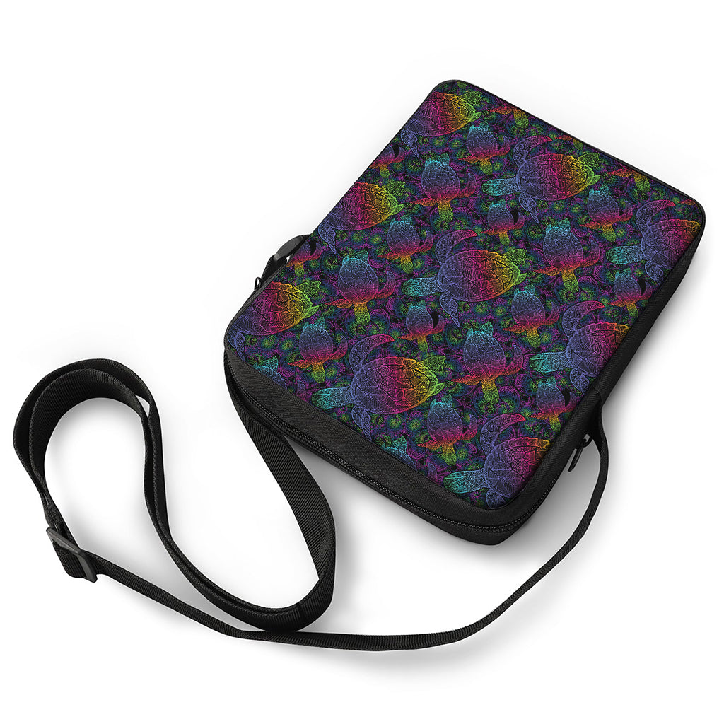 Colorful Sea Turtle Pattern Print Rectangular Crossbody Bag