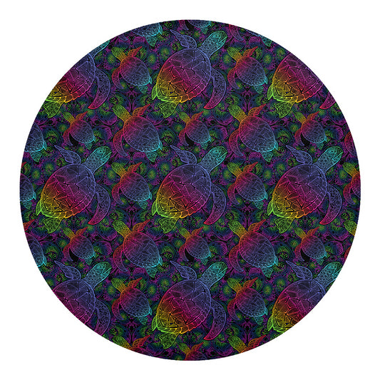 Colorful Sea Turtle Pattern Print Round Blanket