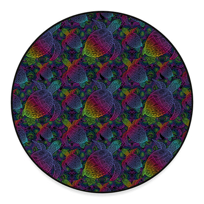 Colorful Sea Turtle Pattern Print Round Floor Mat