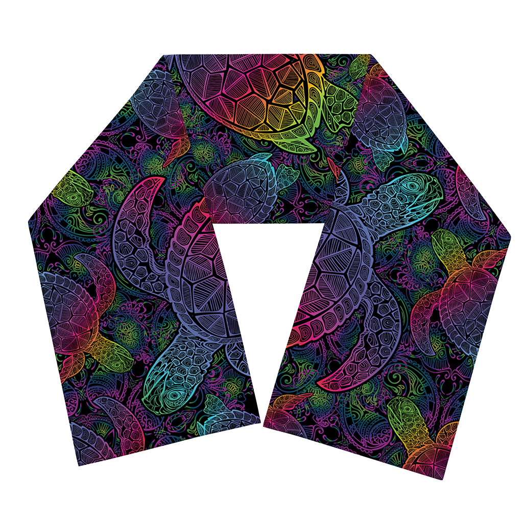 Colorful Sea Turtle Pattern Print Scarf
