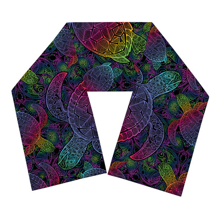 Colorful Sea Turtle Pattern Print Scarf