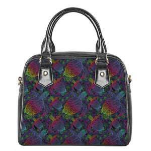 Colorful Sea Turtle Pattern Print Shoulder Handbag