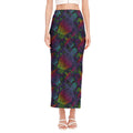 Colorful Sea Turtle Pattern Print Side Slit Maxi Skirt