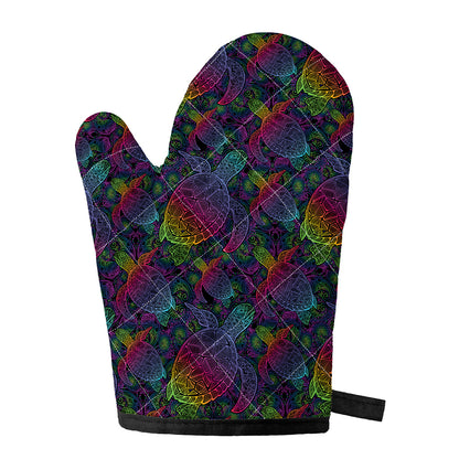 Colorful Sea Turtle Pattern Print Single Oven Mitt