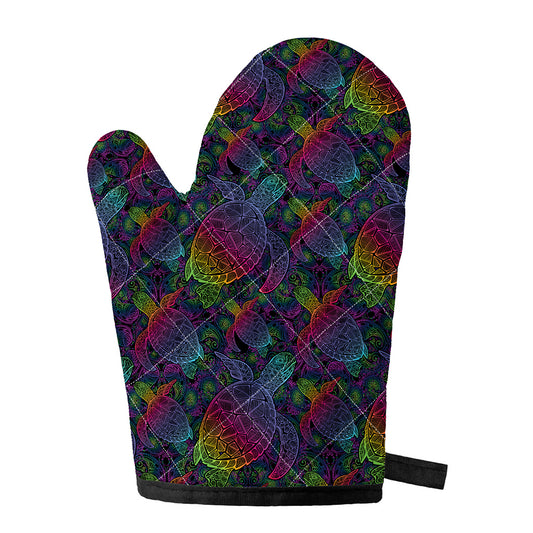Colorful Sea Turtle Pattern Print Single Oven Mitt