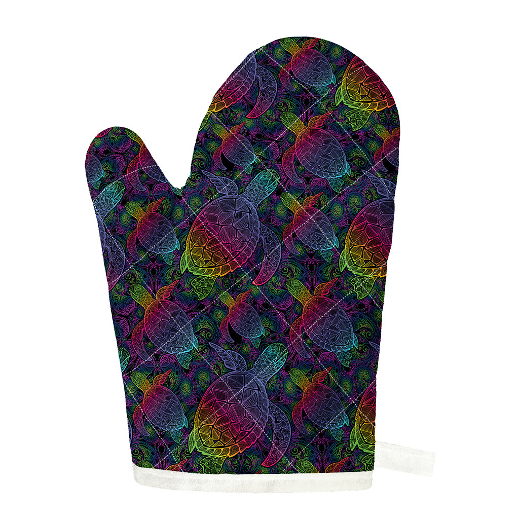 Colorful Sea Turtle Pattern Print Single Oven Mitt