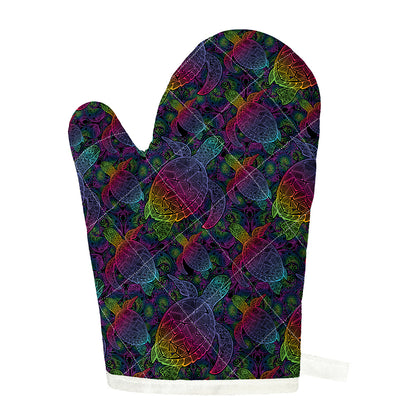 Colorful Sea Turtle Pattern Print Single Oven Mitt