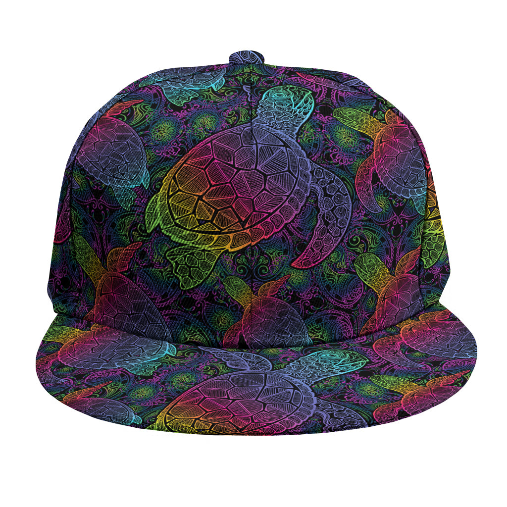 Colorful Sea Turtle Pattern Print Snapback Cap