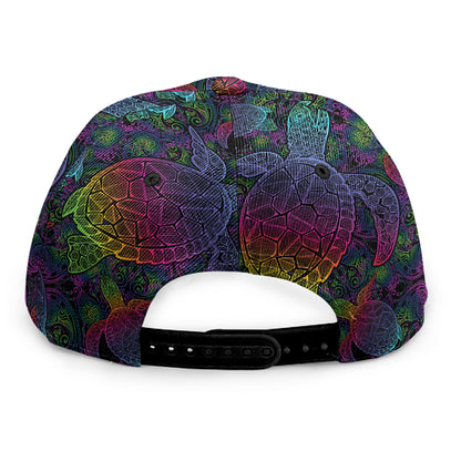 Colorful Sea Turtle Pattern Print Snapback Cap