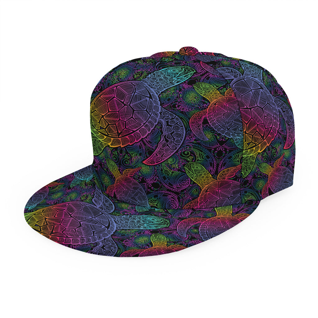 Colorful Sea Turtle Pattern Print Snapback Cap