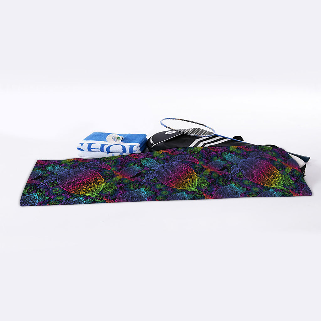 Colorful Sea Turtle Pattern Print Sports Towel