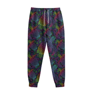 Colorful Sea Turtle Pattern Print Sweatpants