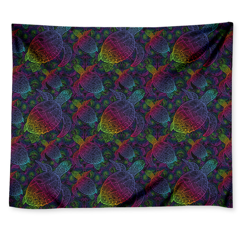 Colorful Sea Turtle Pattern Print Tapestry