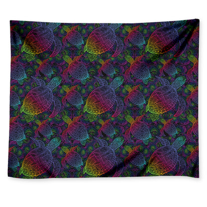 Colorful Sea Turtle Pattern Print Tapestry